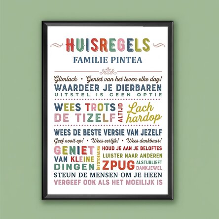 Gepersonaliseerd schilderij met tekst - Huisregels