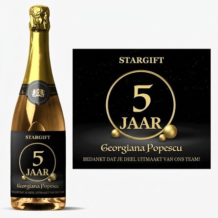Mousserende wijn met gepersonaliseerde tekst - Bedrijfsjubileum