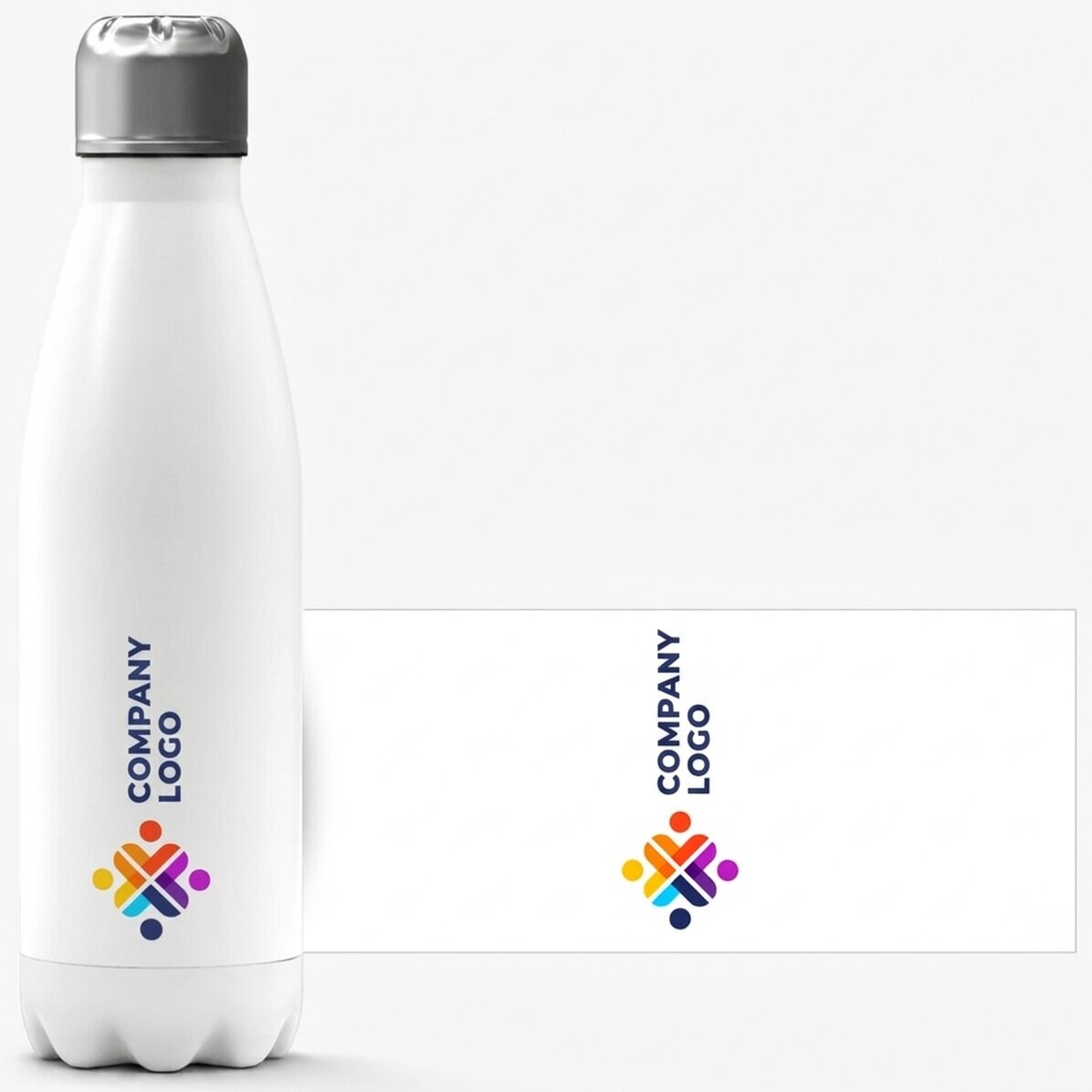 Gepersonaliseerde thermosfles met witte bodem en logo