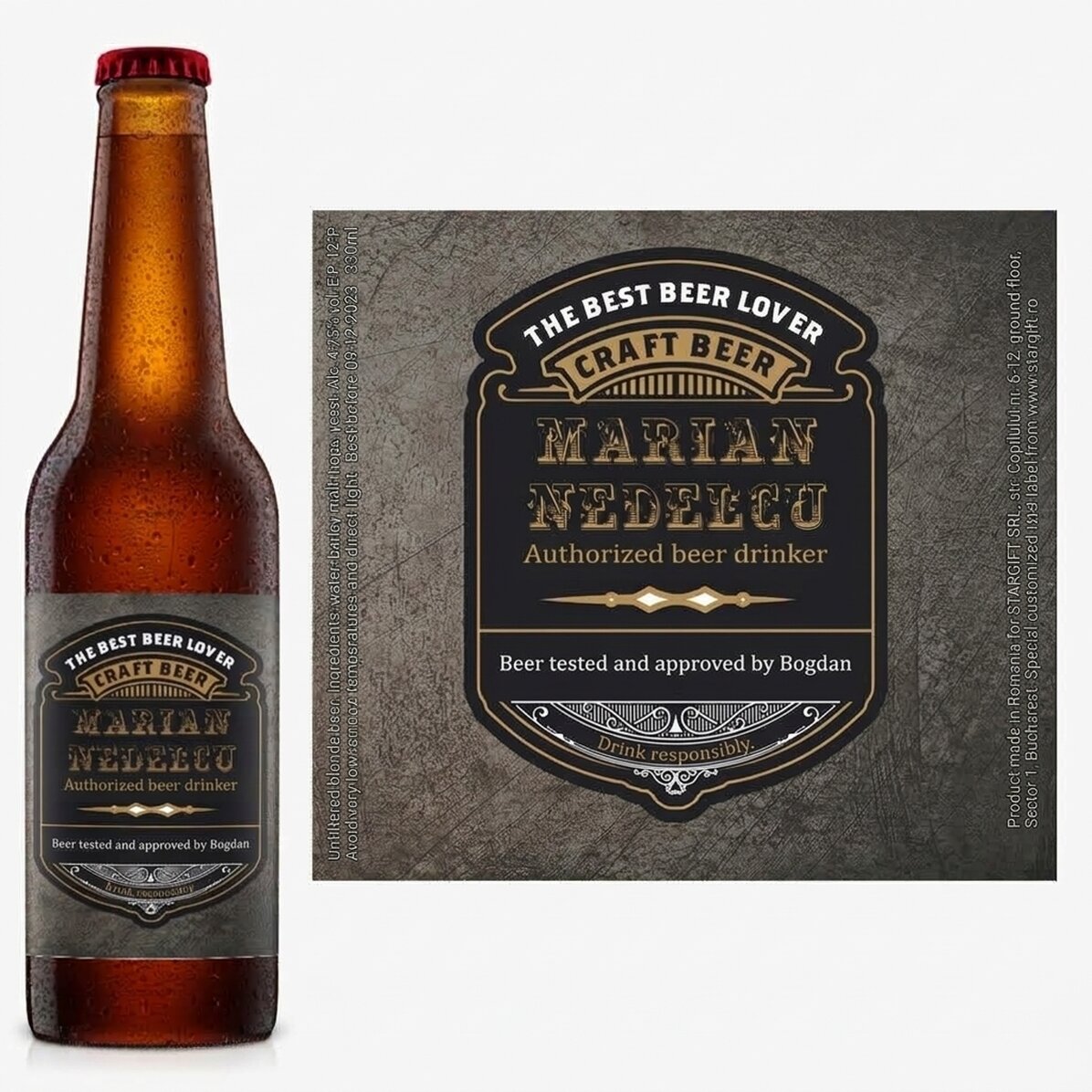 Bier met gepersonaliseerde tekst - Erkende bierdrinker