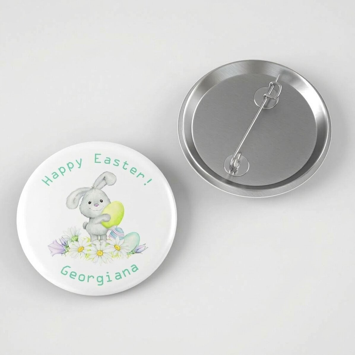 Gepersonaliseerde button met tekst - Vrolijk Pasen!