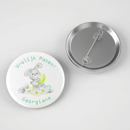 Gepersonaliseerde button met tekst - Vrolijk Pasen!