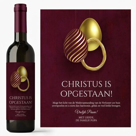 Wijn met gepersonaliseerde tekst voor Pasen – Christus is opgestaan!