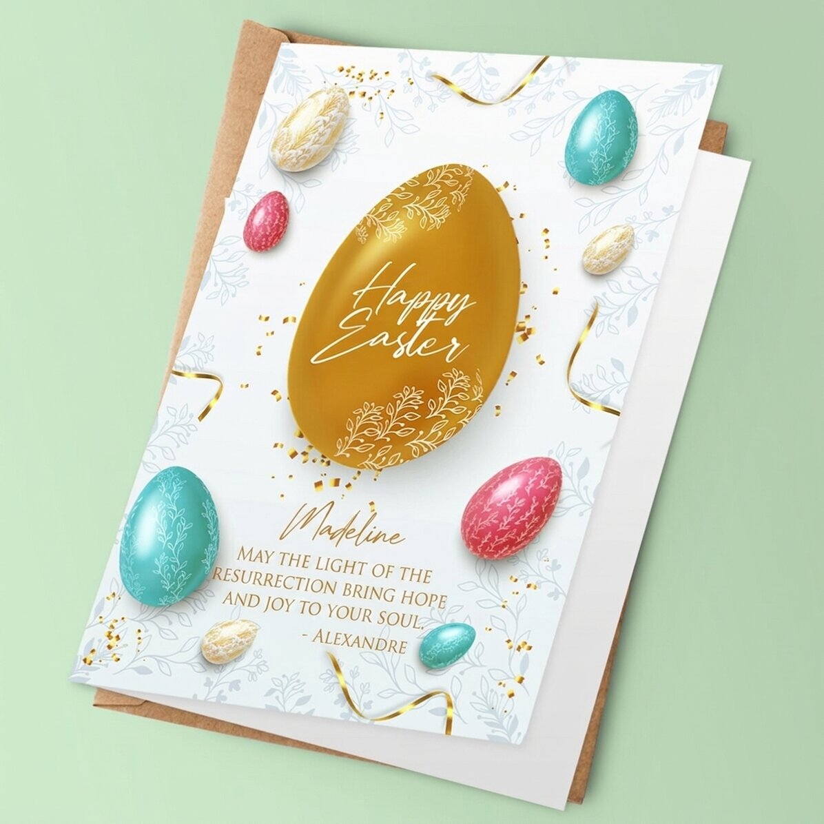 Gepersonaliseerde wenskaart met tekst - Easter Wish