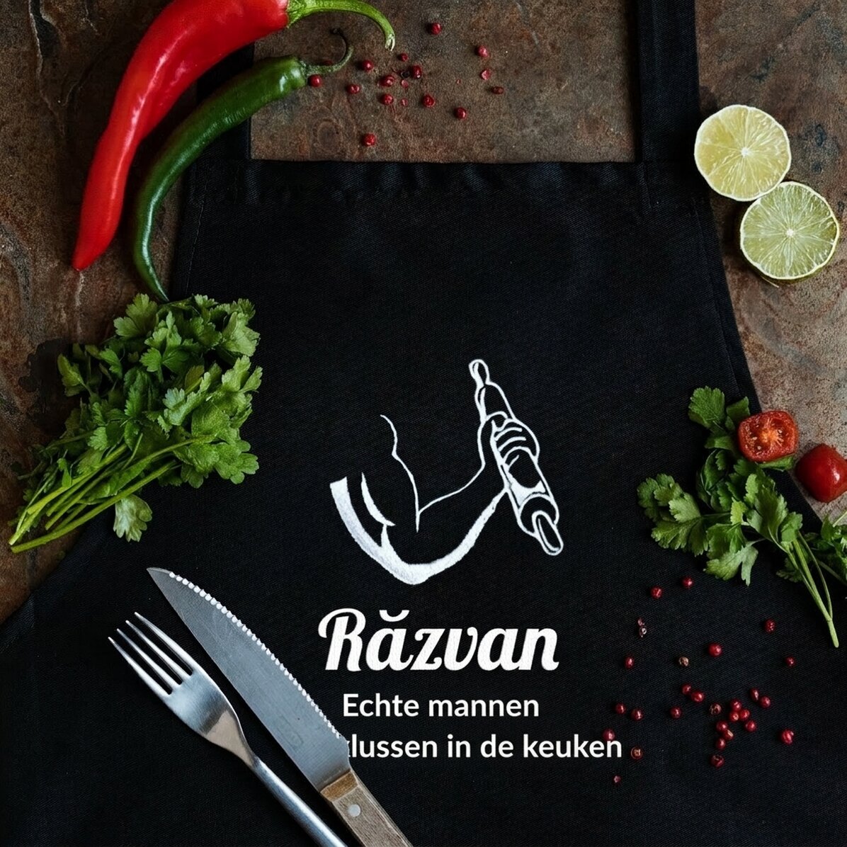 Gepersonaliseerde set met tekst - Sport in de keuken