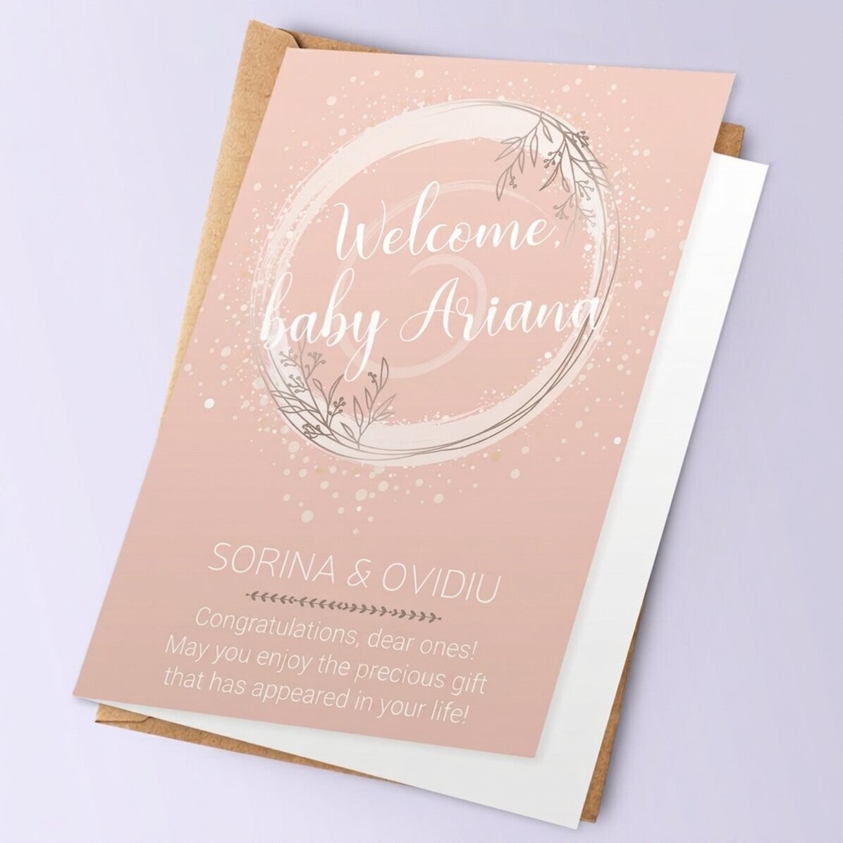 Gepersonaliseerde wenskaart met tekst - Welcome, baby!