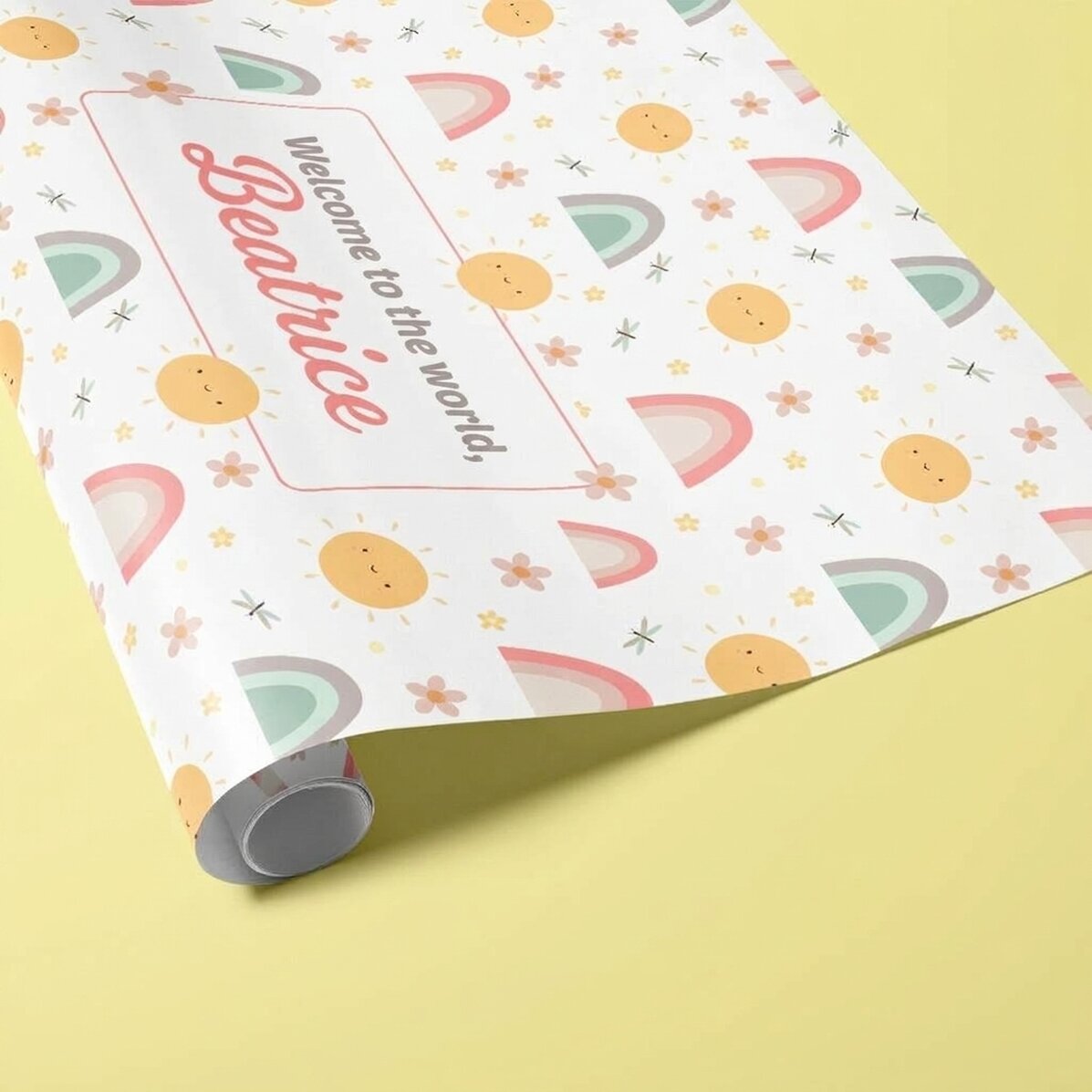 Gepersonaliseerd cadeaupapier met tekst - Baby girl