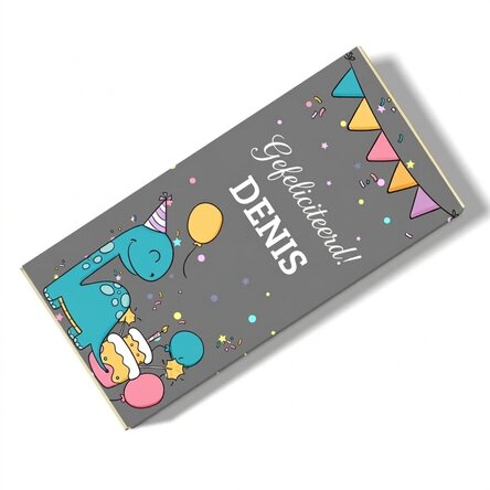 Chocolade met gepersonaliseerde tekst voor kinderen - Happy Dino