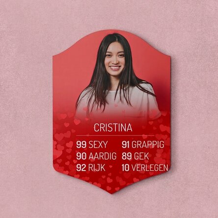 Gepersonaliseerde FIFA-kaart met een foto en statistieken