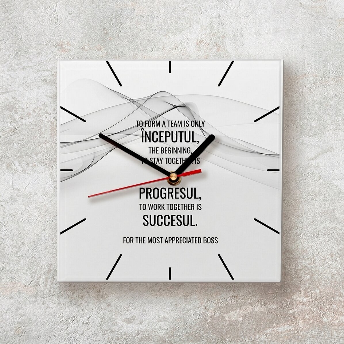 Gepersonaliseerd vierkant horloge met tekst - Succes