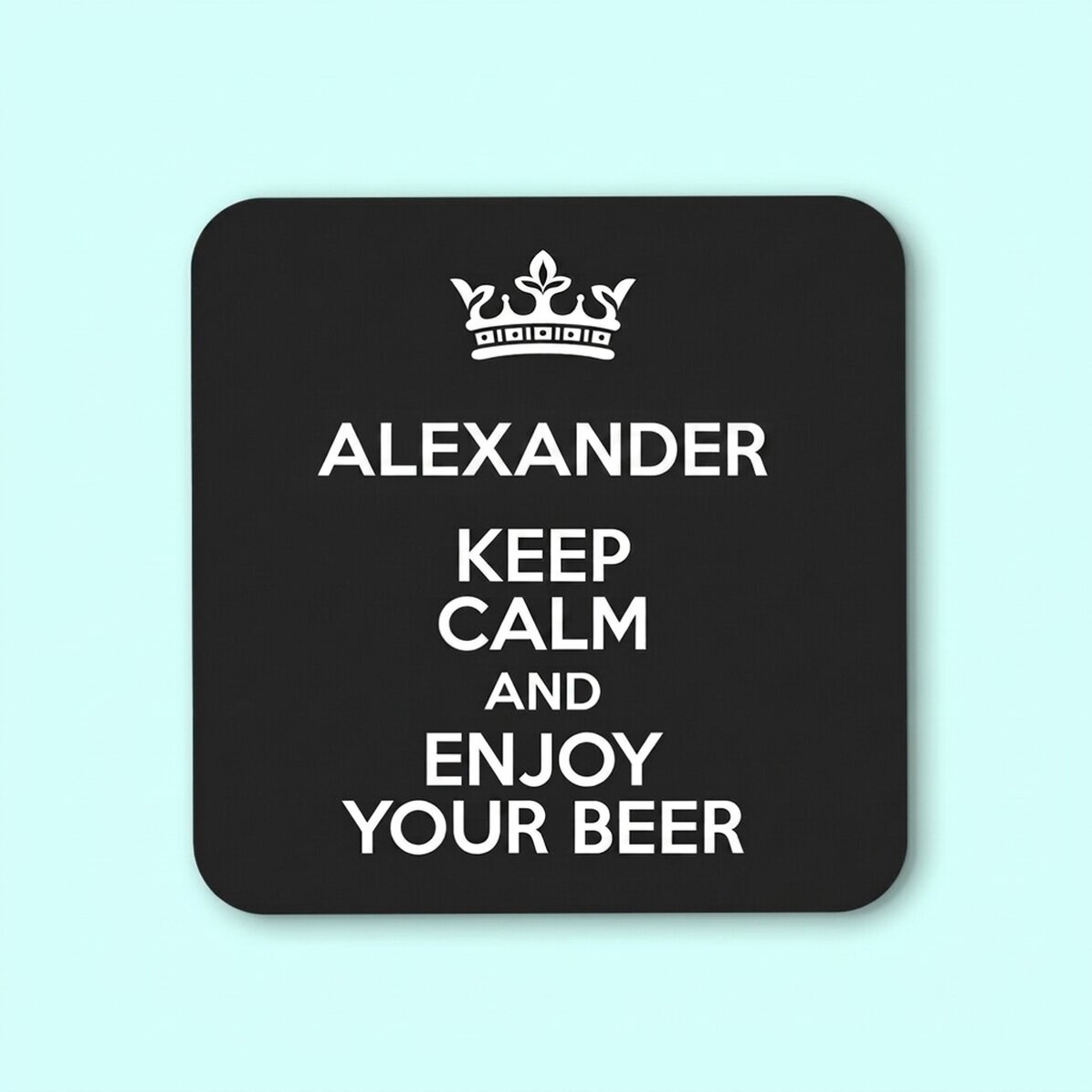 Glashouder met gepersonaliseerde tekst - Keep Calm Black