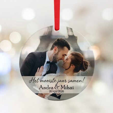 Ronde, gepersonaliseerde sieraden met tekst en foto - Celebrate love