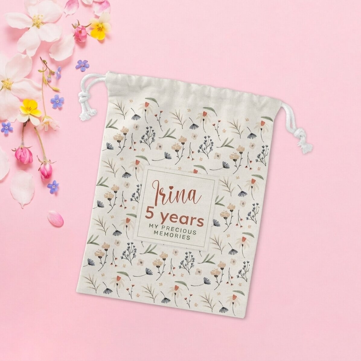 Kleine, gepersonaliseerde cadeauzakje met tekst - Flowers