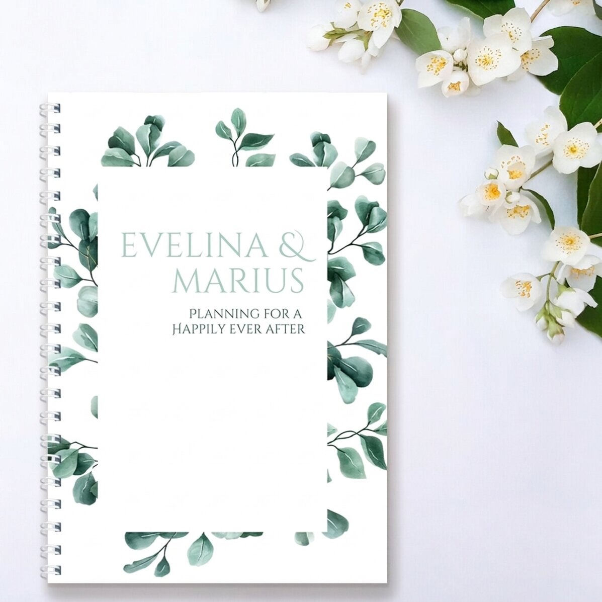 Gepersonaliseerde notitieboekje met tekst - Happily ever after (wit)