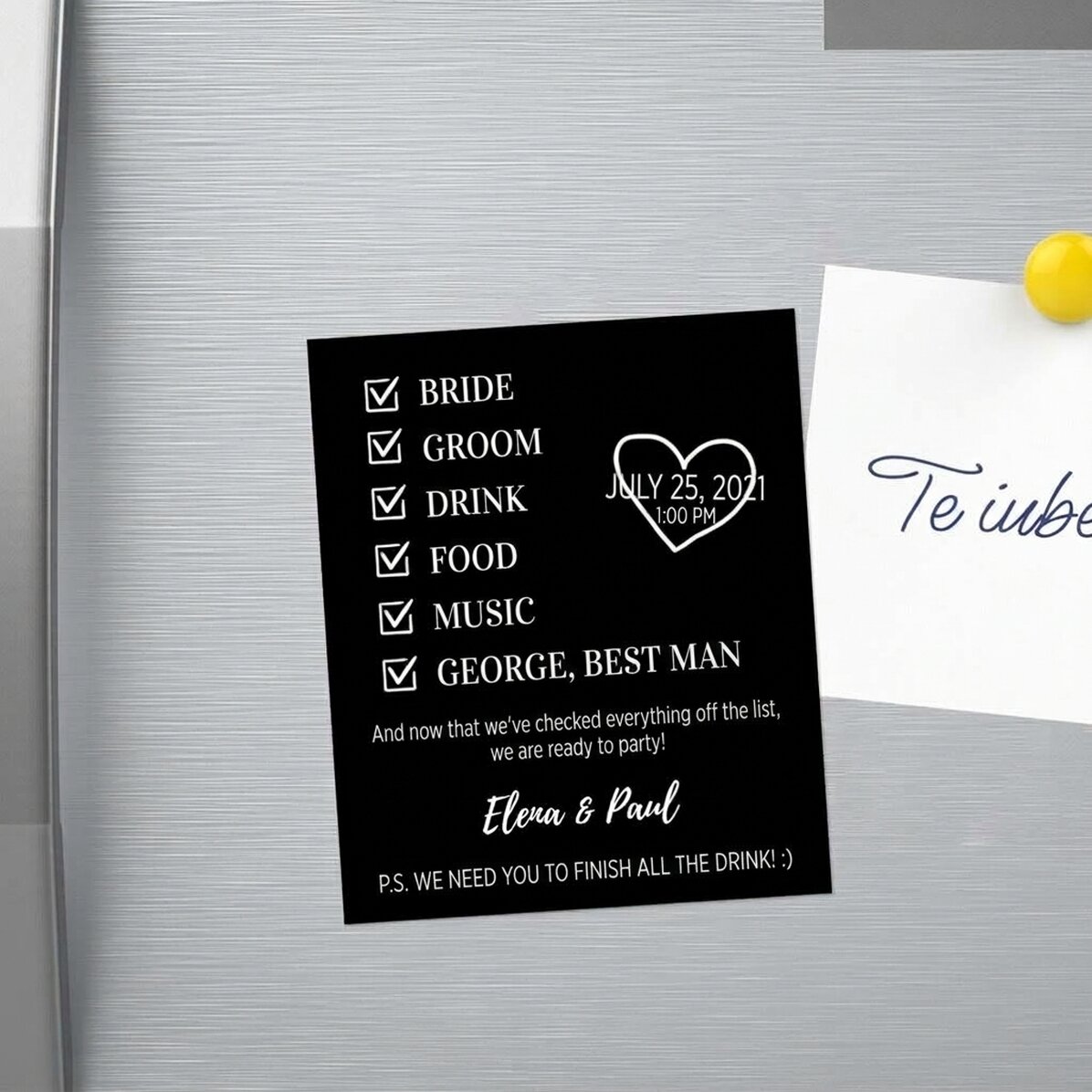 Gepersonaliseerde magneet van 10 x 12 cm met tekst - Uitnodiging
