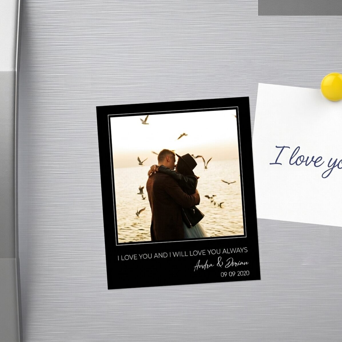 Gepersonaliseerde magneet van 10 x 12 cm met een foto en tekst - Memories