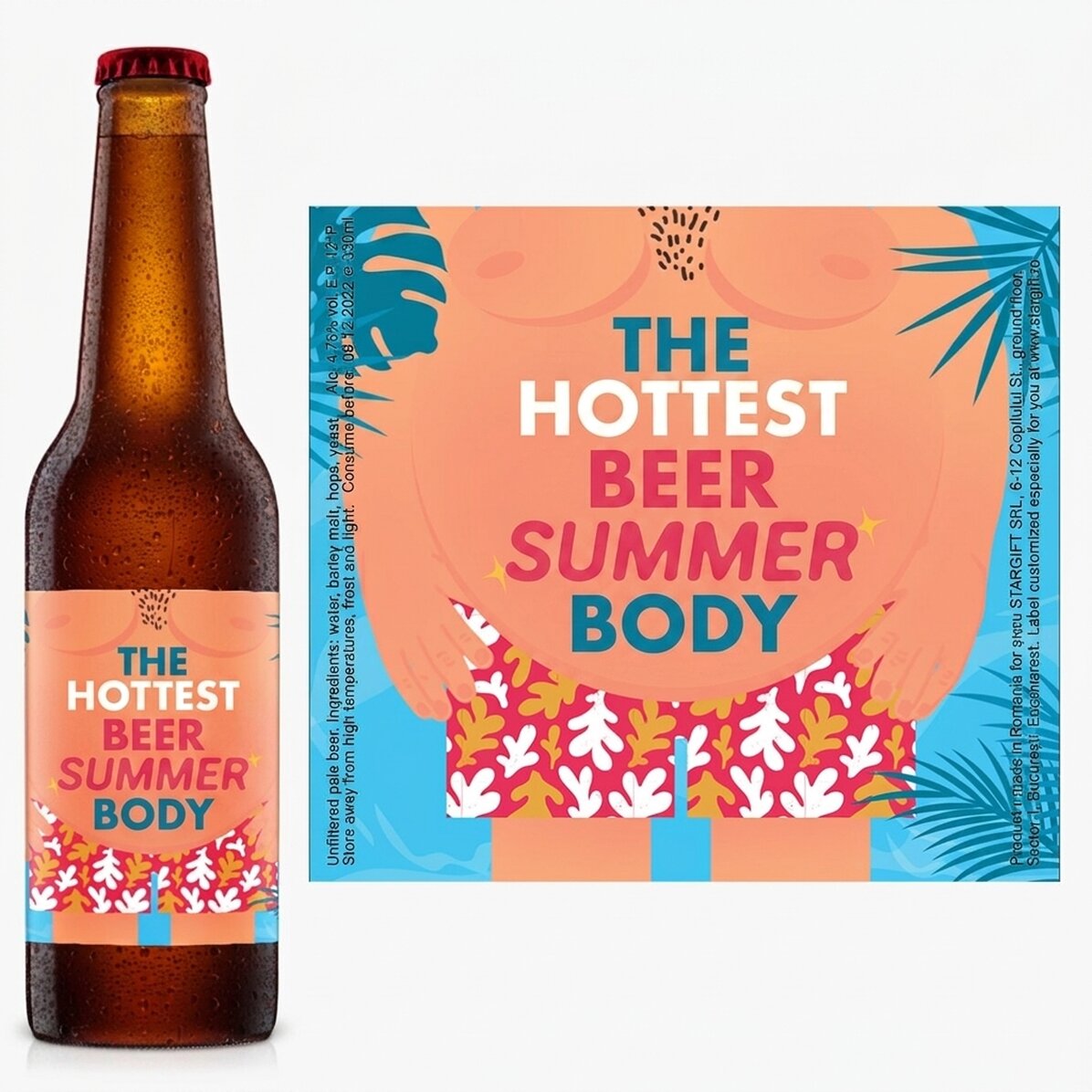 Bier met gepersonaliseerde tekst - Hot body