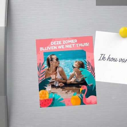 Magnet van 10 x 12 cm, gepersonaliseerd met een foto en tekst - Summer fun