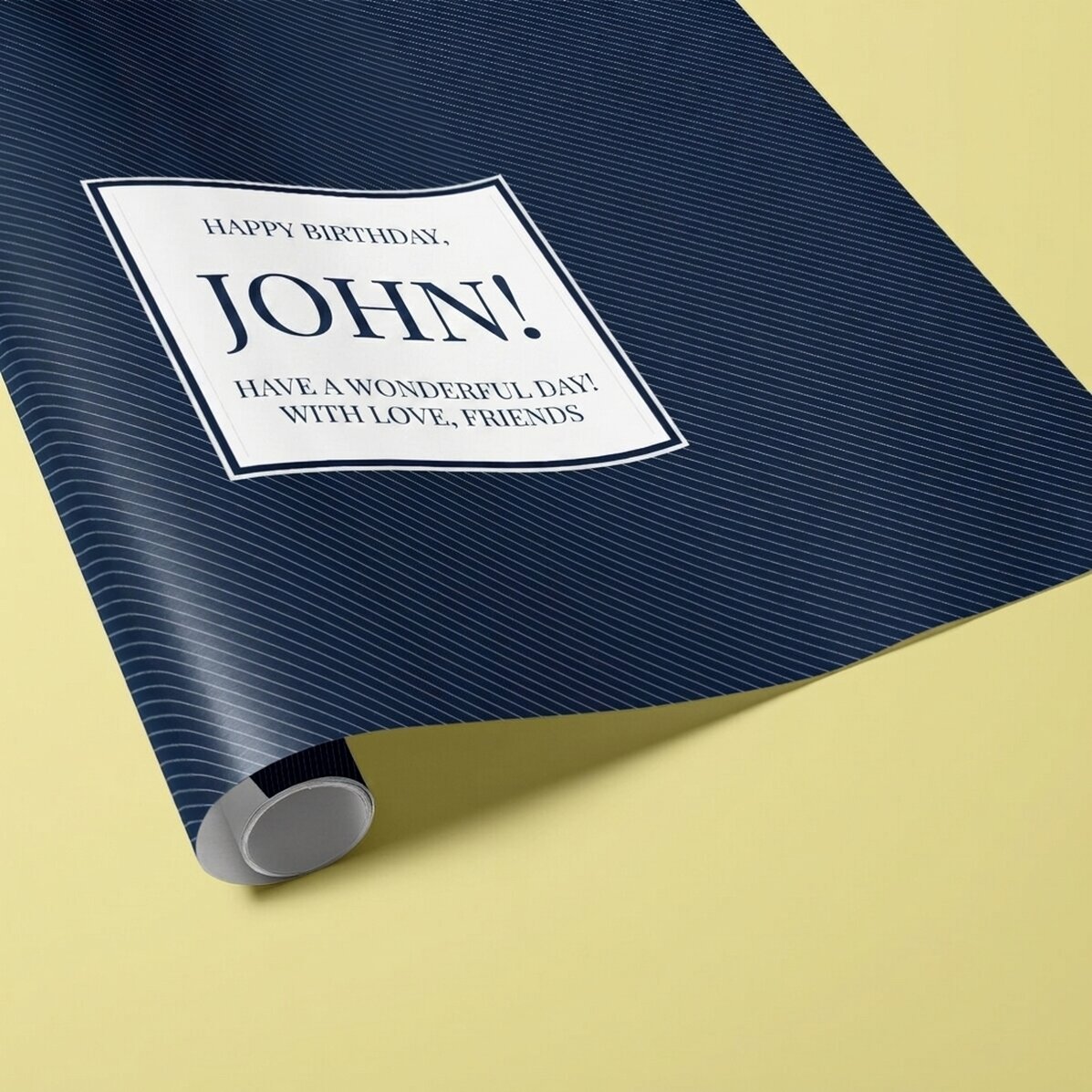 Gepersonaliseerd cadeaupapier met tekst - Donkerblauw