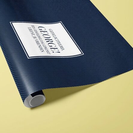 Gepersonaliseerd cadeaupapier met tekst - Donkerblauw