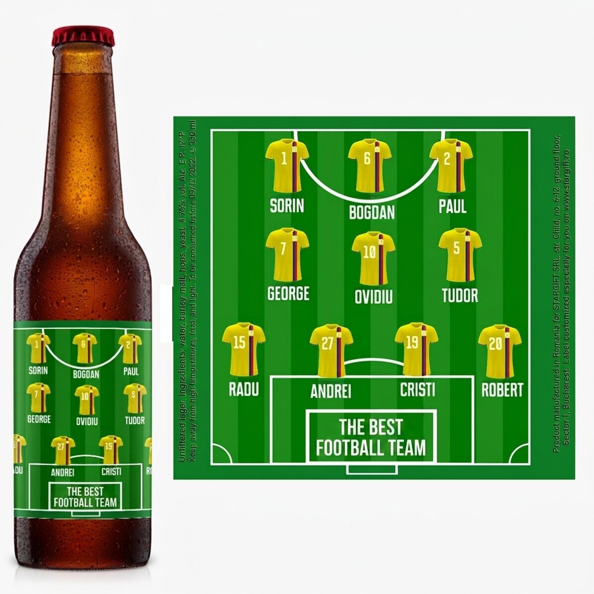 Bier met gepersonaliseerde tekst - Voetbalteam
