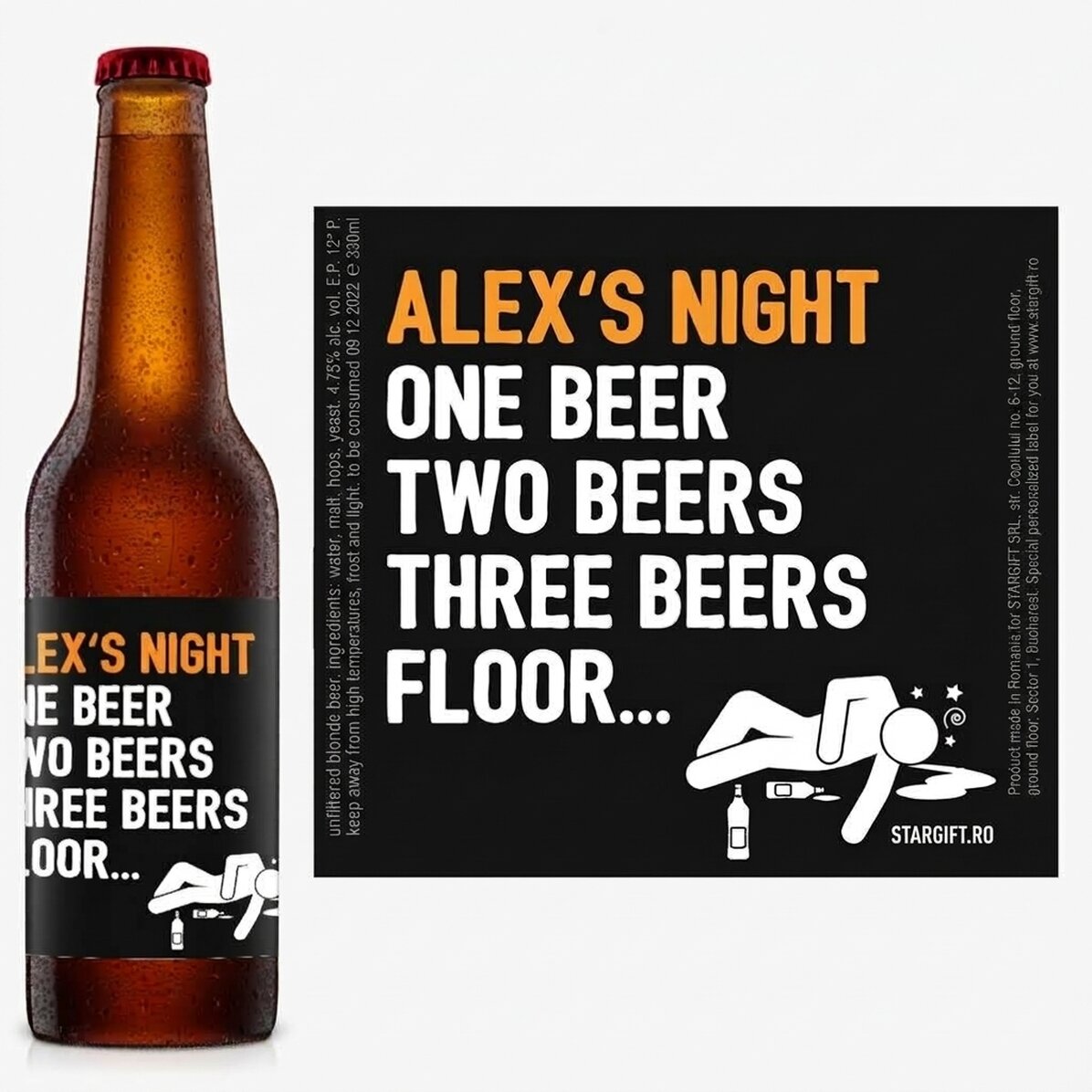 Bier met gepersonaliseerde tekst - One beer, two beers...