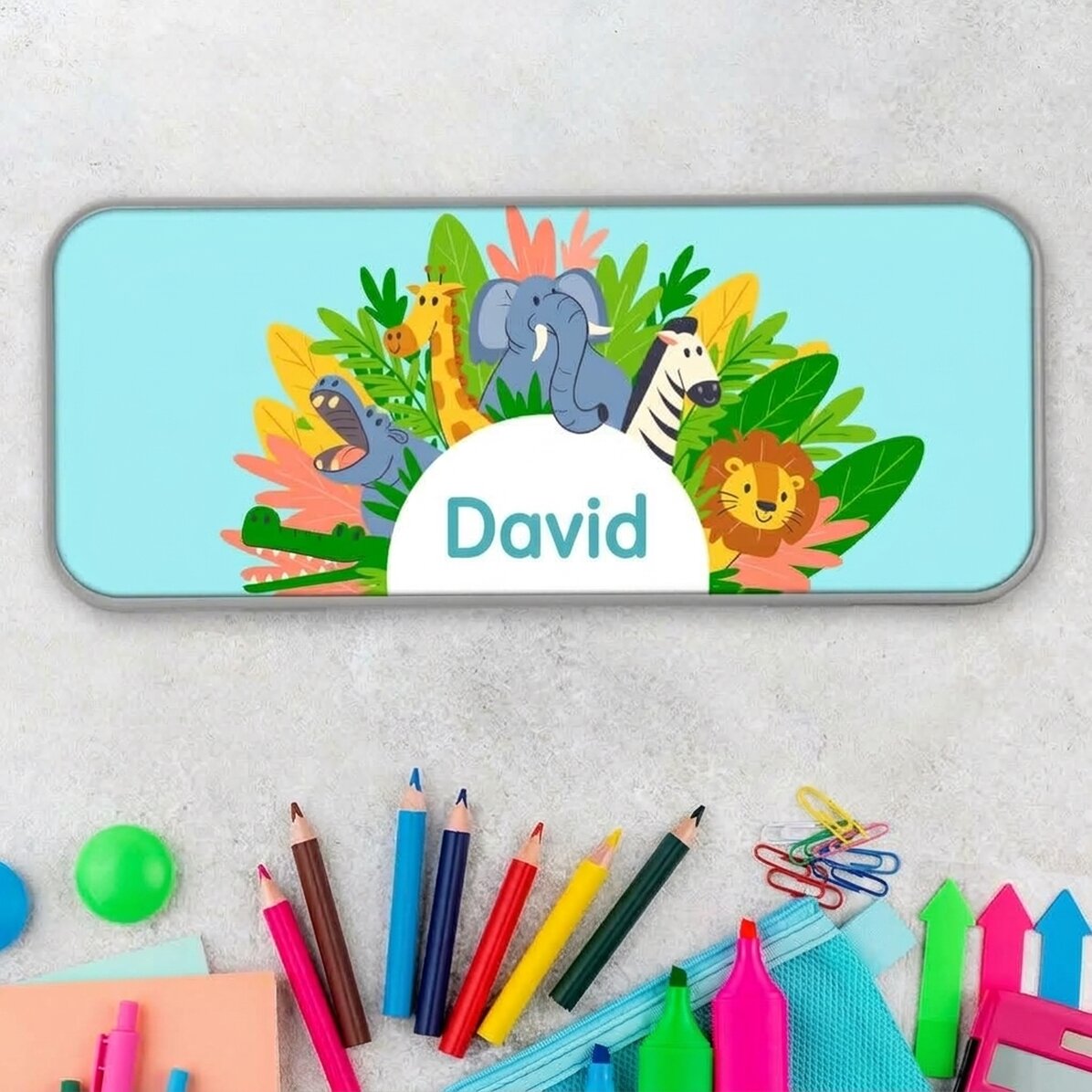 Gepersonaliseerd etui met tekst - Animals