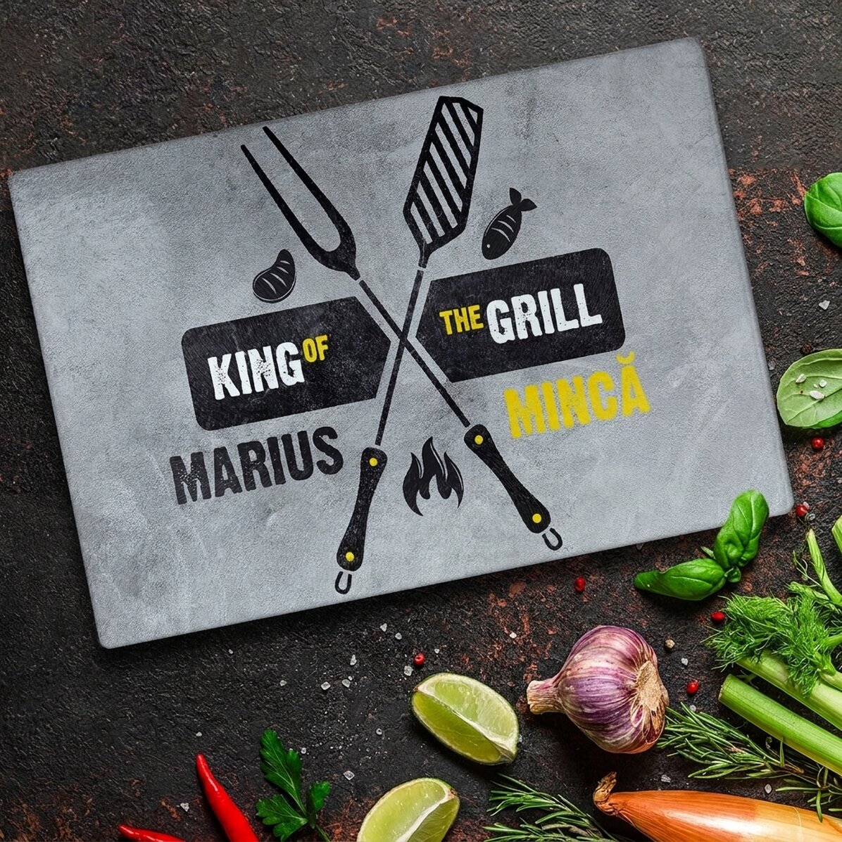 Gepersonaliseerde glazenbreker met tekst - King of the grill