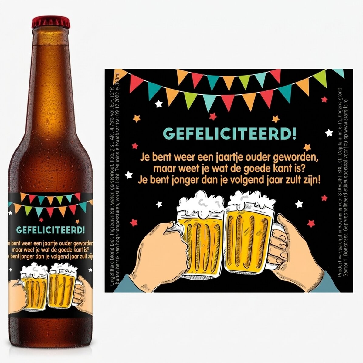 Gepersonaliseerd bier met grappige boodschap - Van harte gefeliciteerd