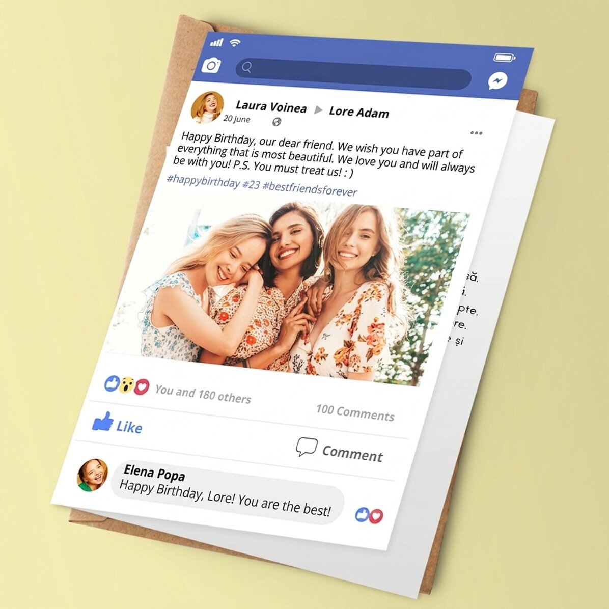 Gepersonaliseerde wenskaart - Facebook-bericht