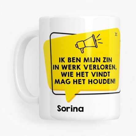 Gepersonaliseerde mok met tekst - Advertentie