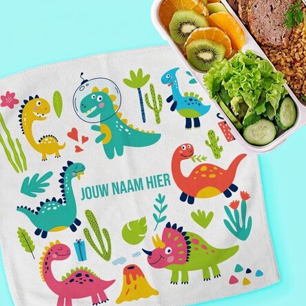 Gepersonaliseerde handdoek met tekst voor kinderen - Dinosaurussen