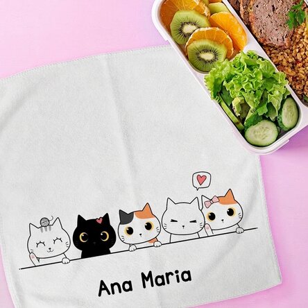 Gepersonaliseerde handdoek met tekst voor kinderen - Katjes