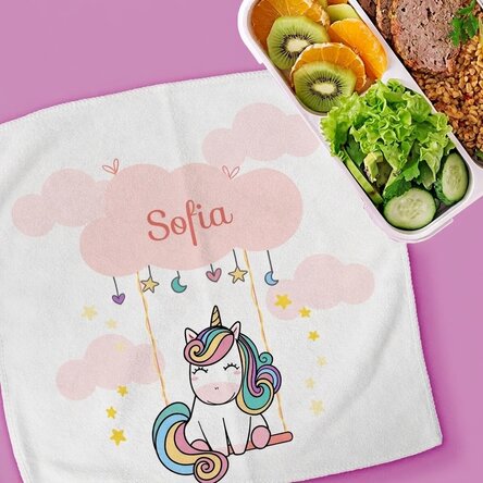 Gepersonaliseerde handdoek met tekst voor kinderen - Cute Unicorn