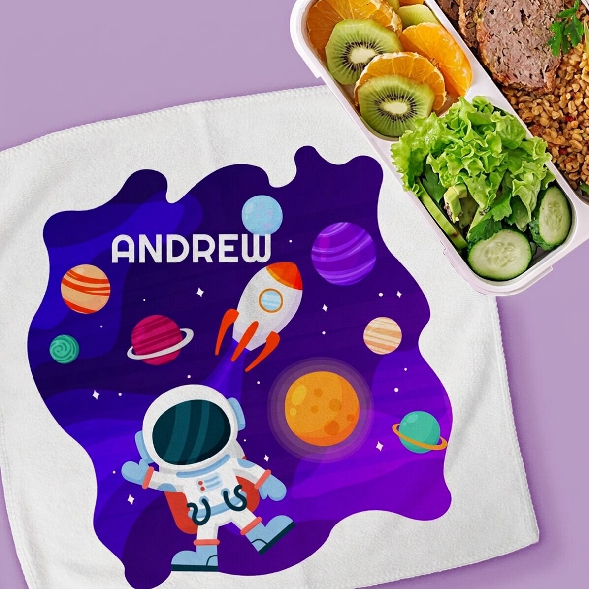 Gepersonaliseerde handdoek met tekst - Space