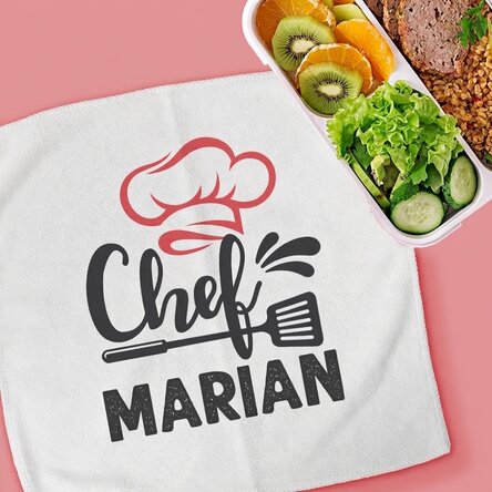 Gepersonaliseerde handdoek met tekst - Chef in de keuken