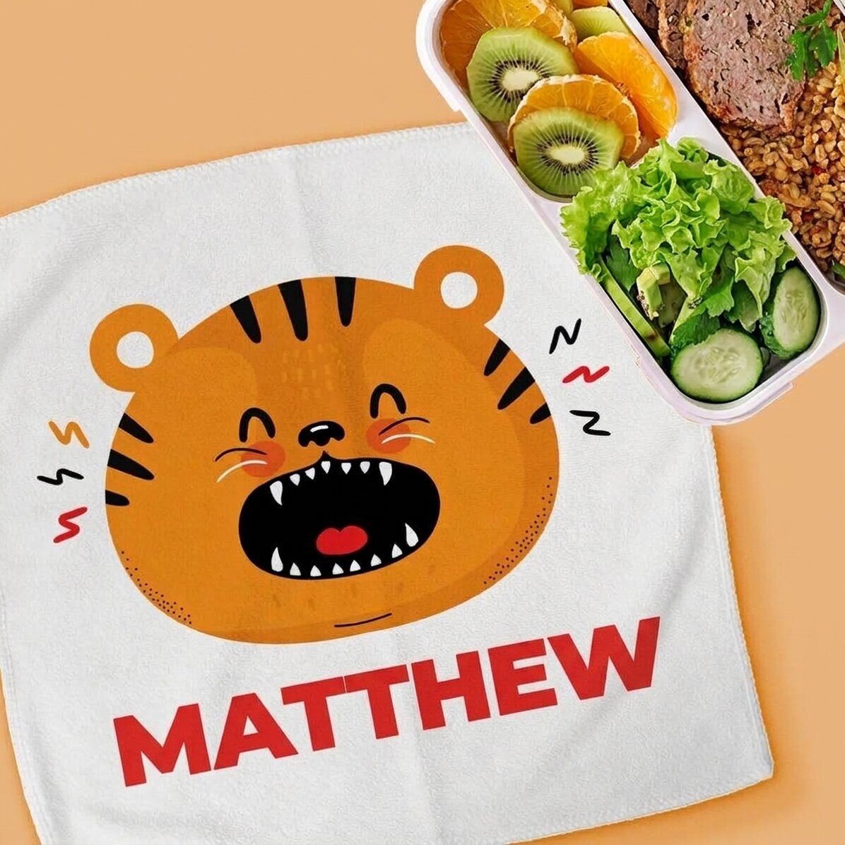 Gepersonaliseerde handdoek met tekst voor kinderen - Tijger