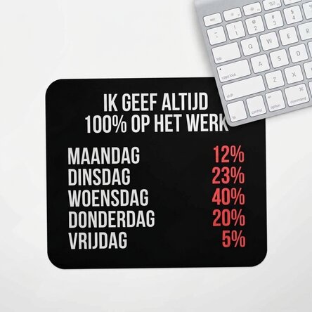 Gepersonaliseerde muismat met tekst - 100% at work
