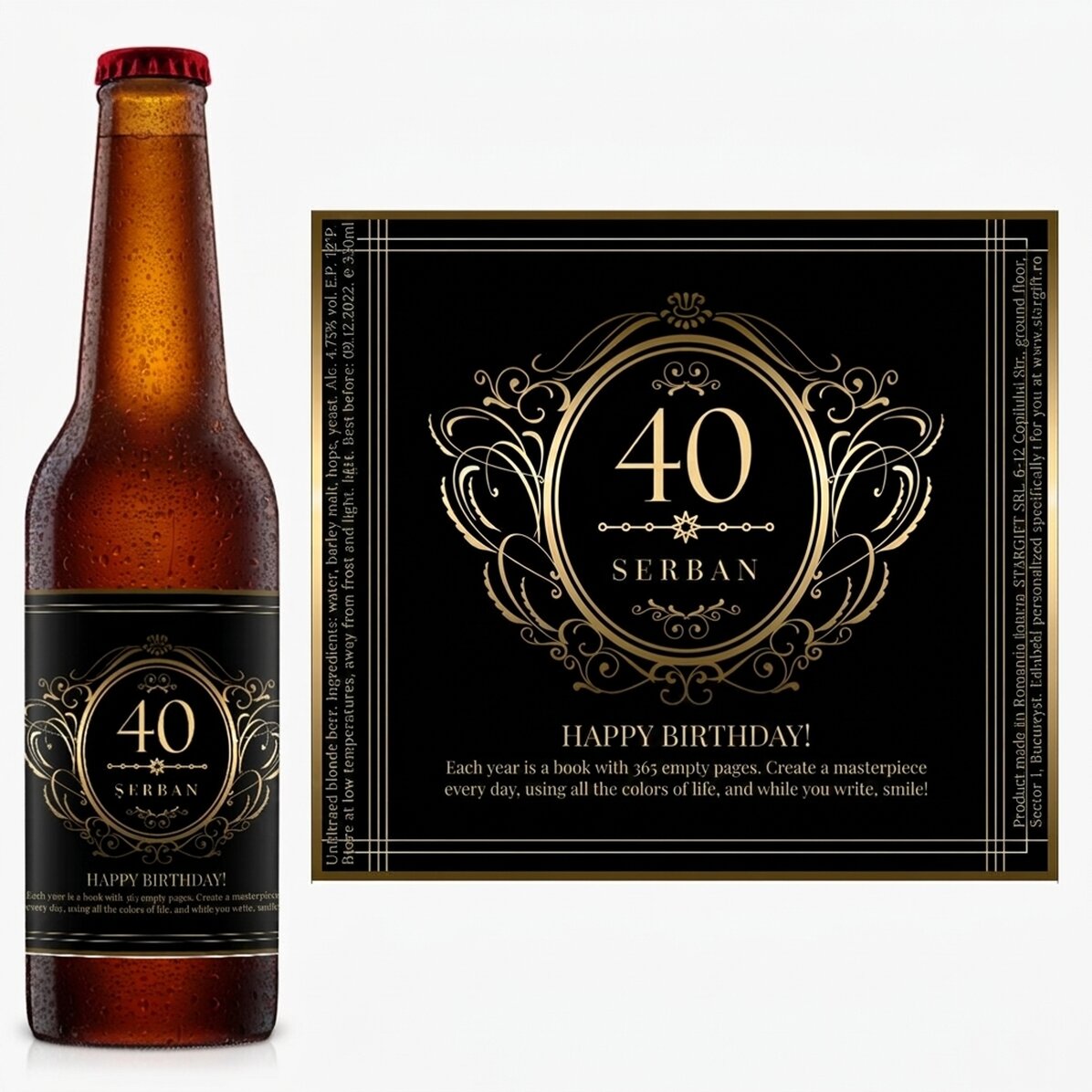 Bier met gepersonaliseerde tekst - Happy 40