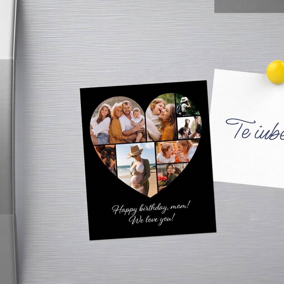 Gepersonaliseerde magneet van 10 x 12 cm met 8 foto’s in de vorm van een hart