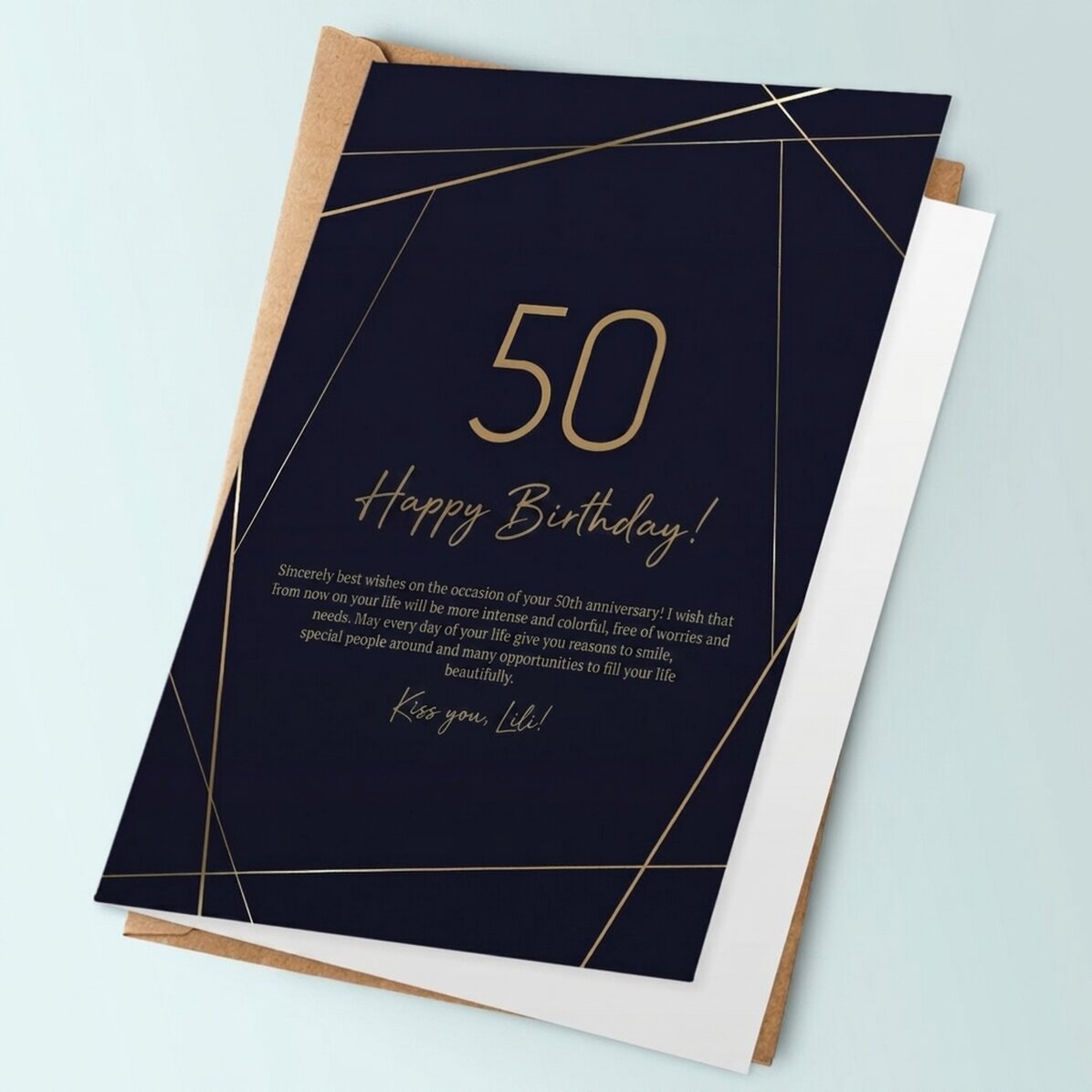 Gepersonaliseerde wenskaart met tekst - Golden 50