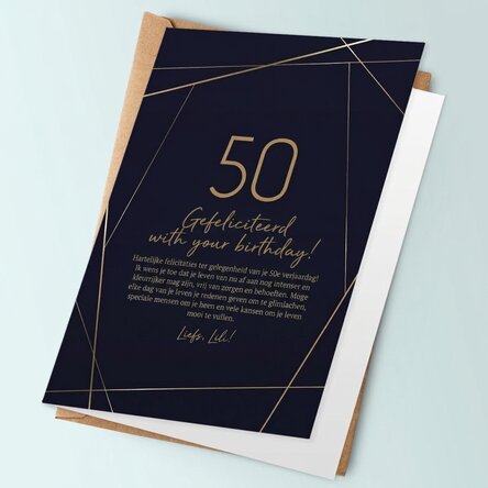 Gepersonaliseerde wenskaart met tekst - Golden 50