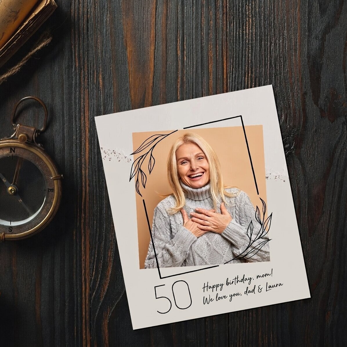 Gepersonaliseerde foto van 10 x 12 cm – Gouden accenten