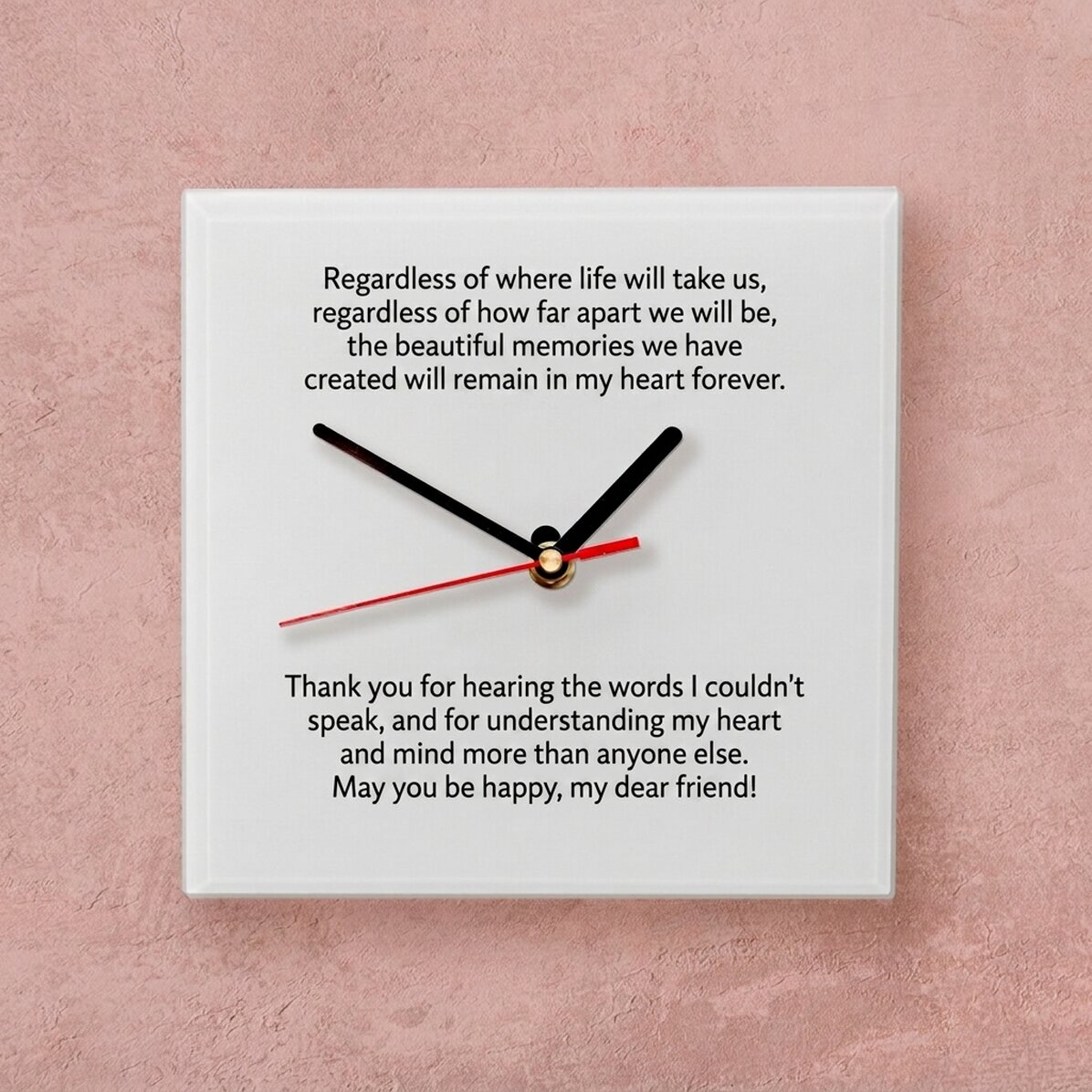 Gepersonaliseerd vierkant horloge met boodschap