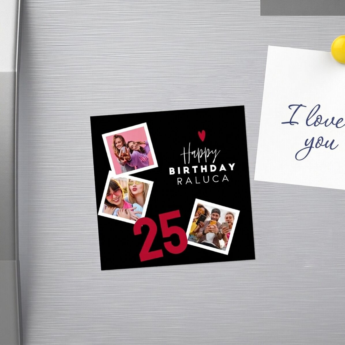 Gepersonaliseerde magneet van 10x10 met 3 foto