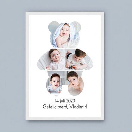 Gepersonaliseerd schilderij met tekst en 5 foto's - Teddy Bear