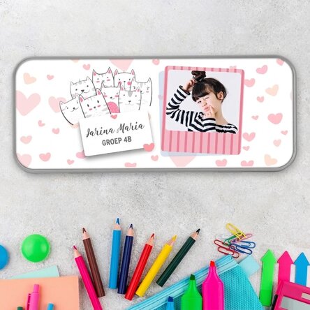 Gepersonaliseerd etui met een foto en tekst - Kitty