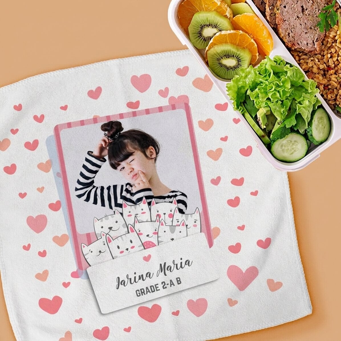 Gepersonaliseerde handdoek met naam en foto - Kitty