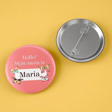 Gepersonaliseerde button met naam - Vlinders