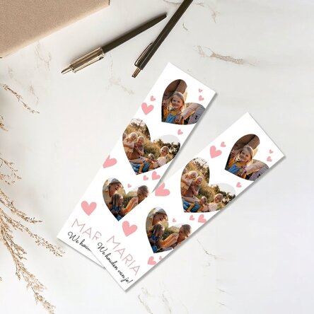 Gepersonaliseerde boekenlegger met 3 foto's en tekst - Lovely
